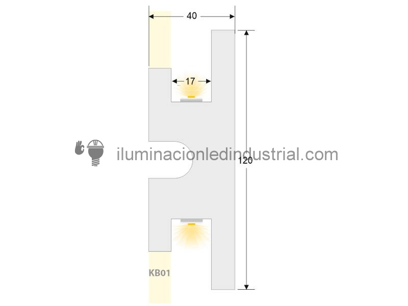 Moldura Led KB01, 1m - - Tiras LED - ILUMINACION INDUSTRIAL LED - Lighting  Solution